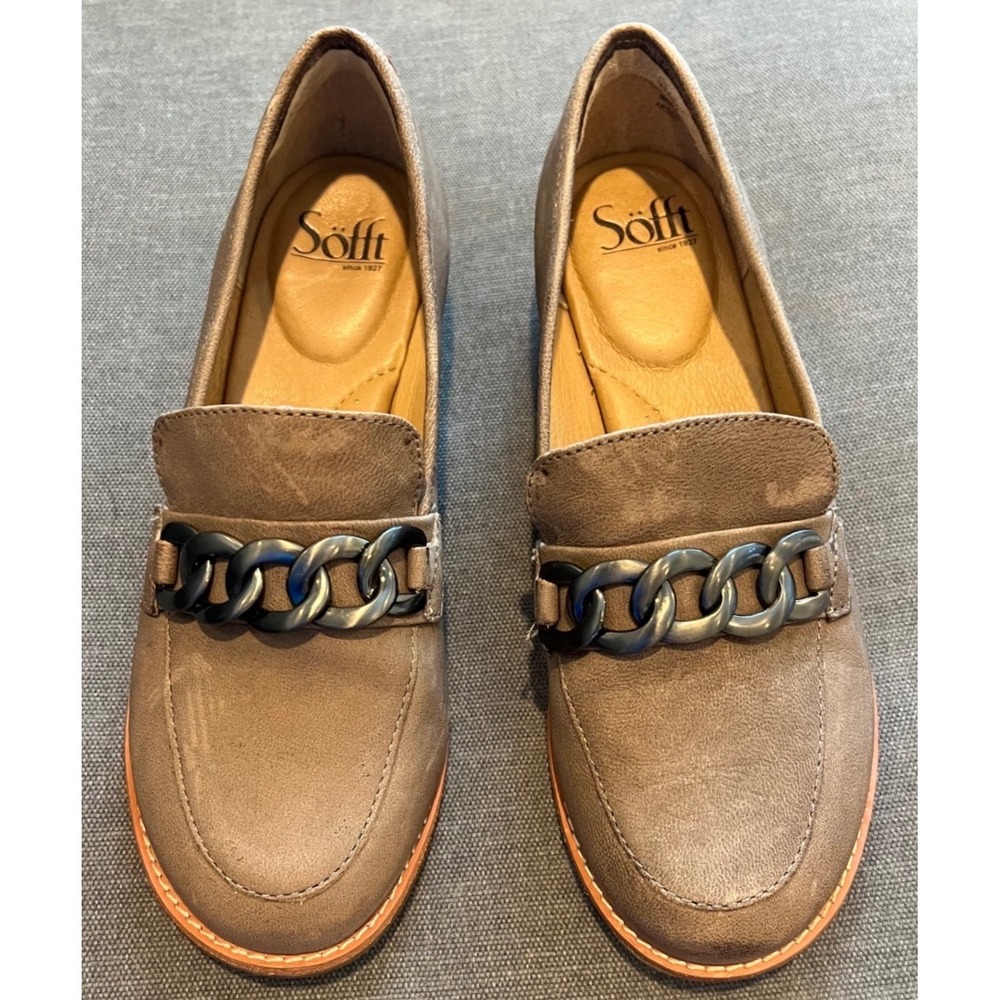 Sofft Khele Taupe Leather Chain Link Loafers Womens 7.5 M SF0068808 - Picture 6 of 9